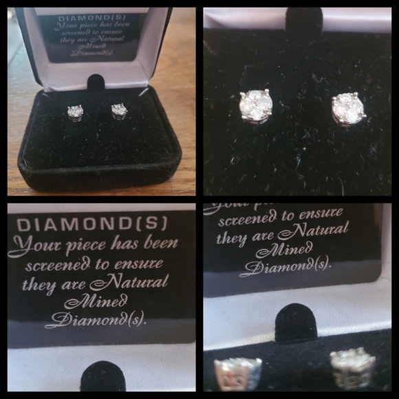 Estate Jewelry - Natural mined Diamonds earrings set in sterling crowns genuine diamonds